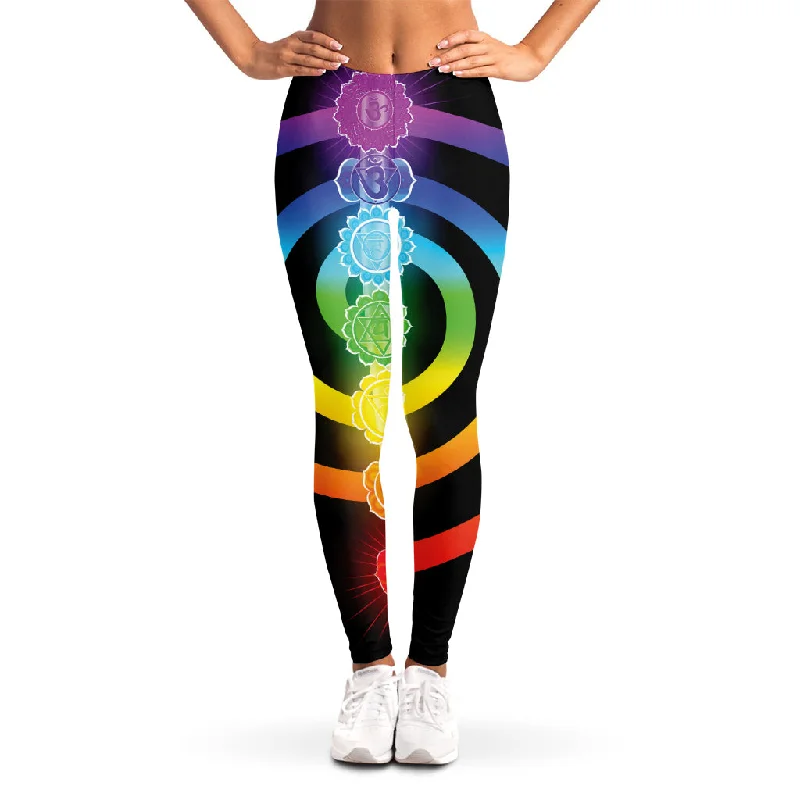 Stock Clearance Seven Chakras Rainbow Of Life Print Women's Leggings