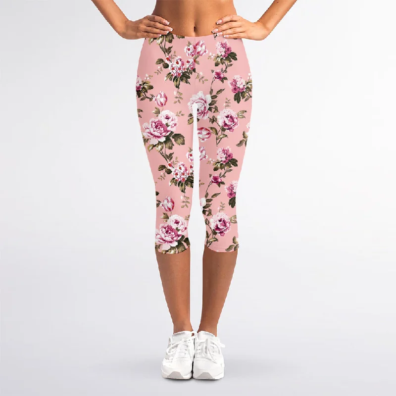 Exclusive Access Shabby Chic Vintage Floral Print Women's Capri Leggings