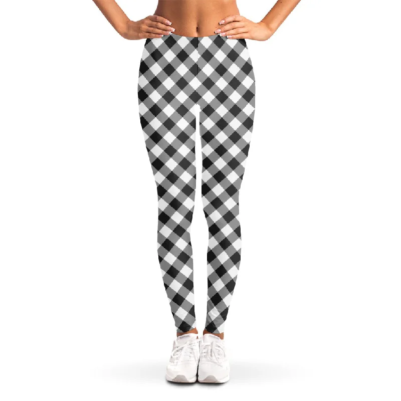 Reduced Prices Shadow Grey And White Gingham Print Women's Leggings