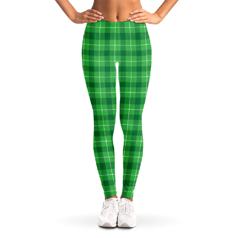Fantastic Offers Shamrock Green Plaid Pattern Print Women's Leggings
