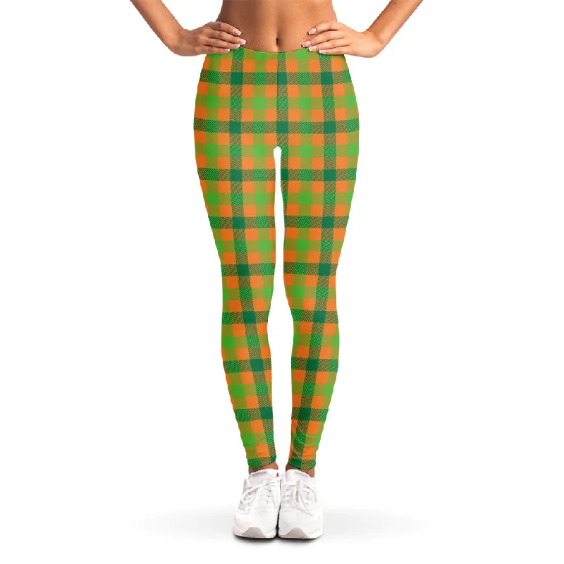 Instant Discount Shamrock Plaid Saint Patrick's Day Print Women's Leggings