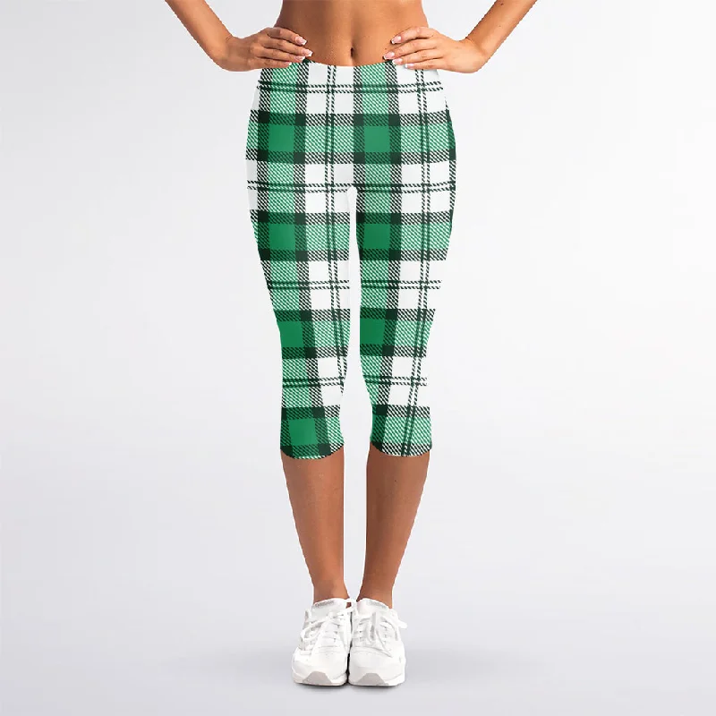 Today Only Shamrock St. Patrick's Day Tartan Print Women's Capri Leggings
