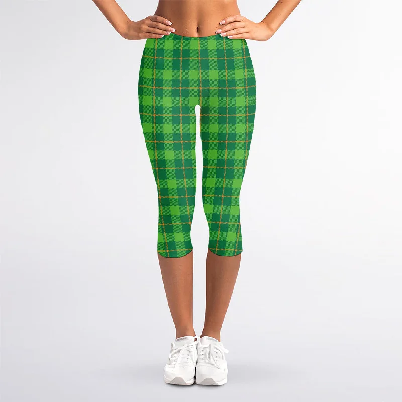 Take Advantage Shamrock Tartan St. Patrick's Day Print Women's Capri Leggings