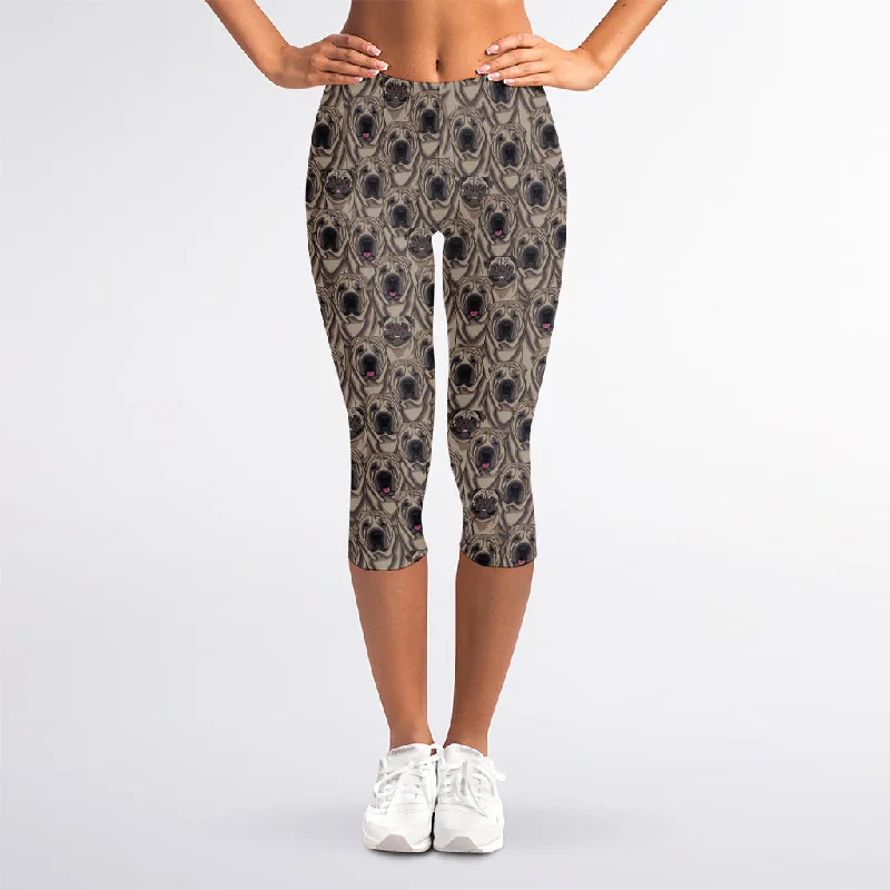 Weekend Deal Shar Pei And Pug Pattern Print Women's Capri Leggings