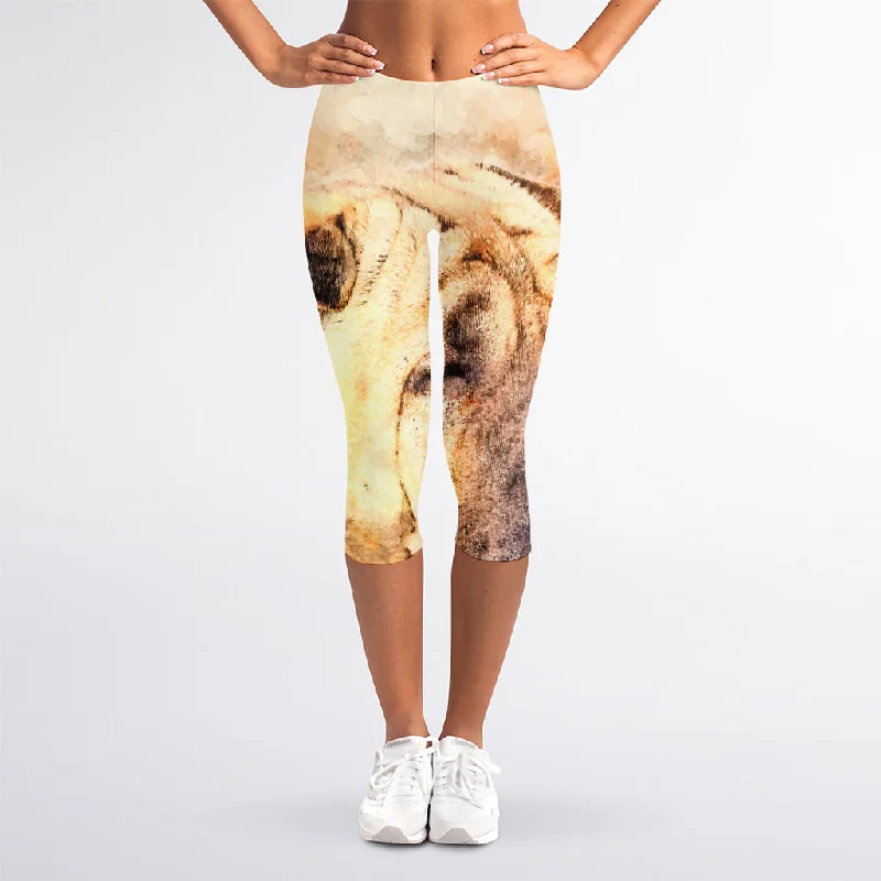 Price Reduction Shar Pei Portrait Print Women's Capri Leggings