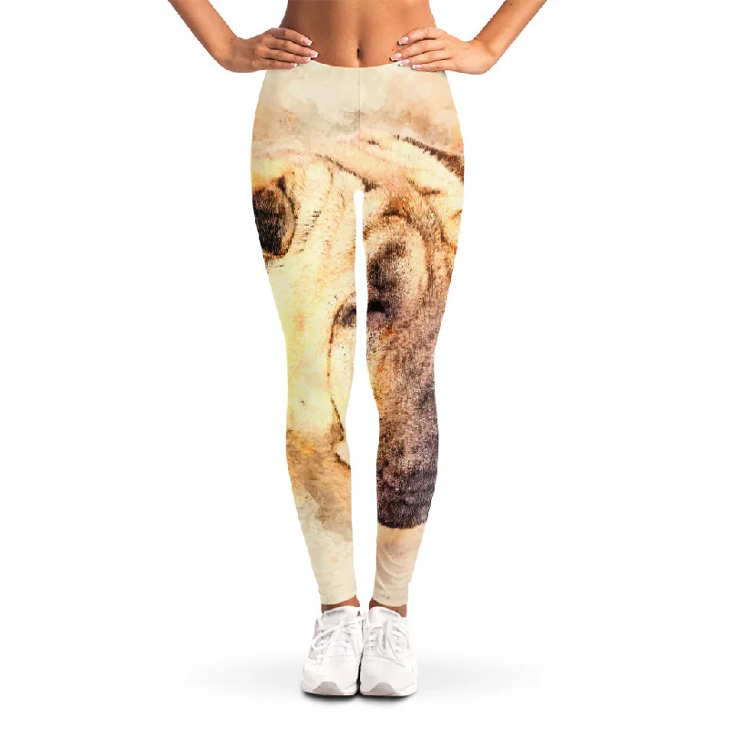 Act Fast Shar Pei Portrait Print Women's Leggings