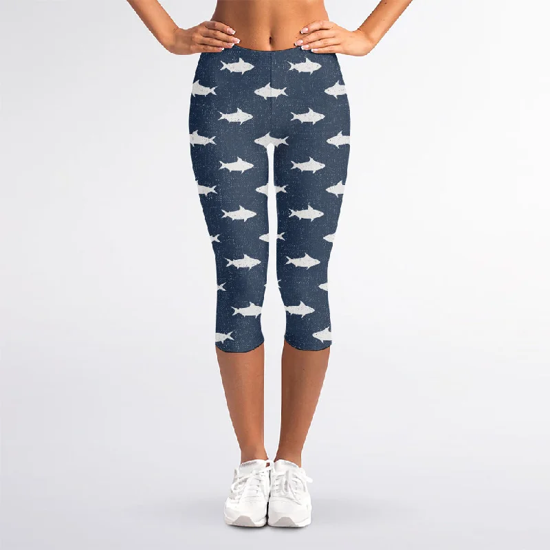 Unbeatable Prices Shark Fish Pattern Print Women's Capri Leggings