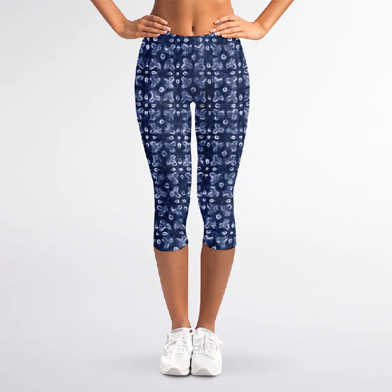 Sale Event Shibori Floral Pattern Print Women's Capri Leggings
