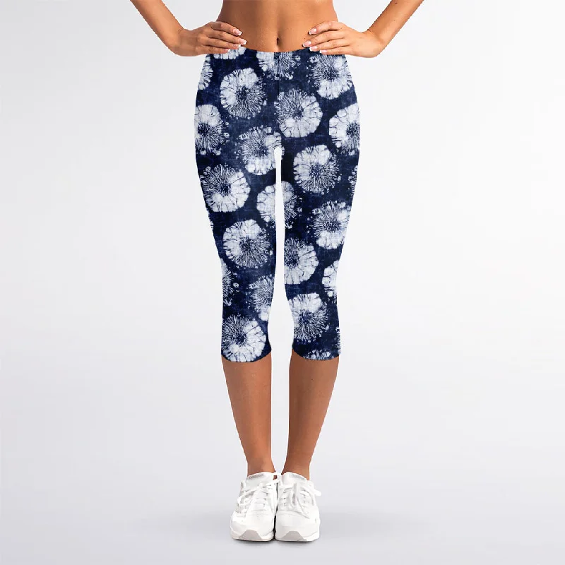 Massive Deals Shibori Motif Pattern Print Women's Capri Leggings