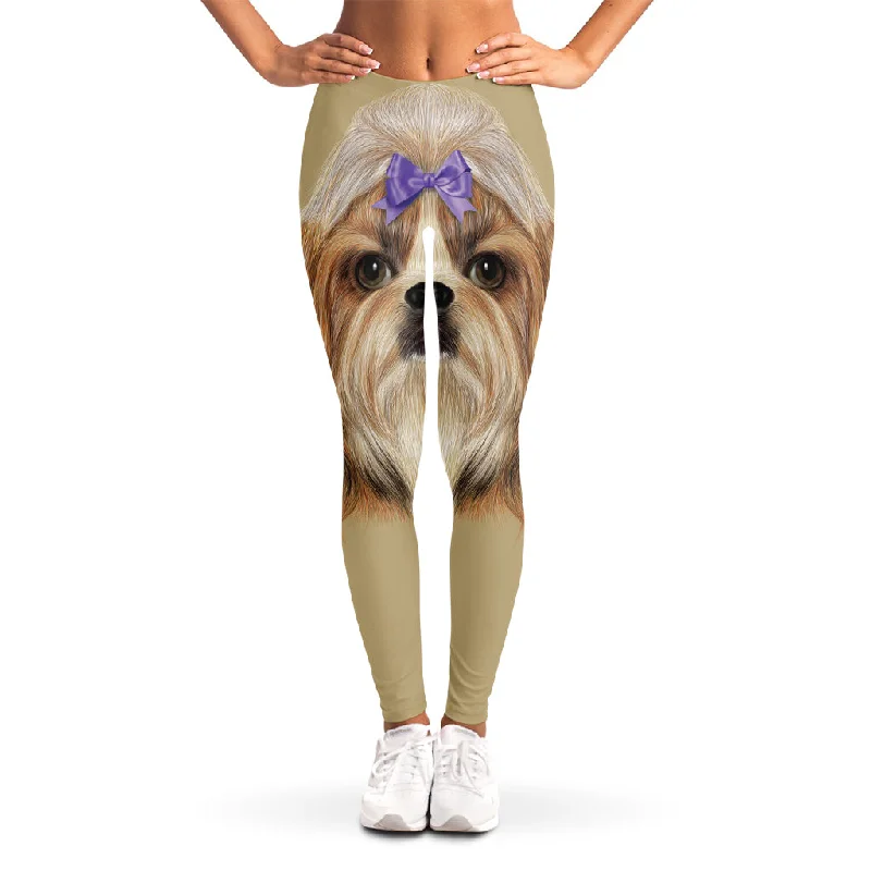 Sneak Peek Sale Shih Tzu Portrait Print Women's Leggings