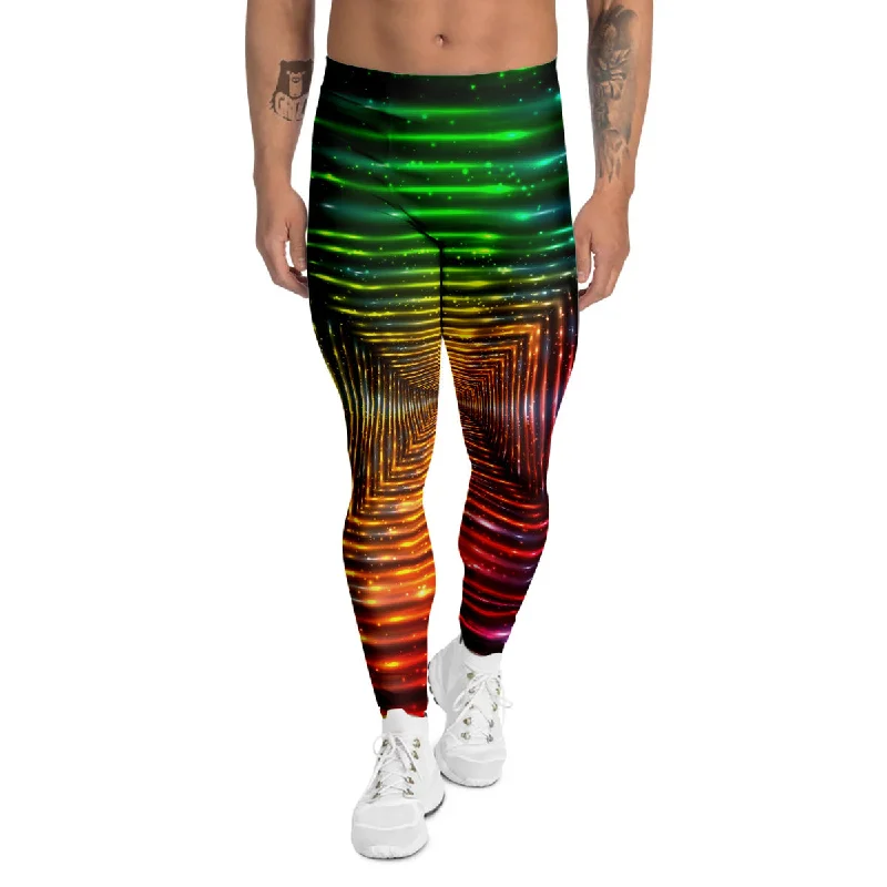 Final Clearance Shining Lights Rainbow Colors Neon Print Men's Leggings