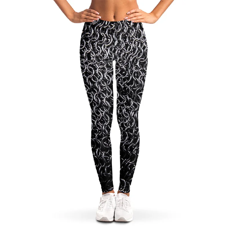 Grand Opening Sale Silver Chainmail Print Women's Leggings