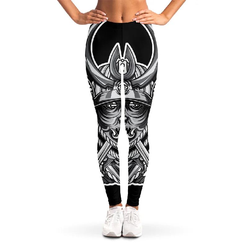 Don’t Miss Out Silver Samurai Mask Print Women's Leggings