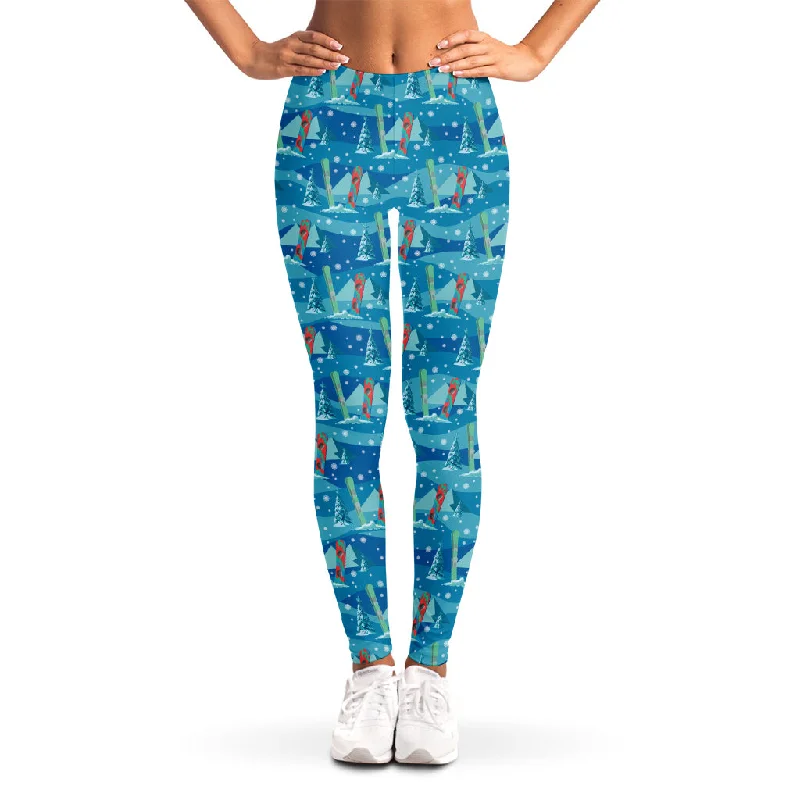 Price Slash Ski And Snowboard Pattern Print Women's Leggings