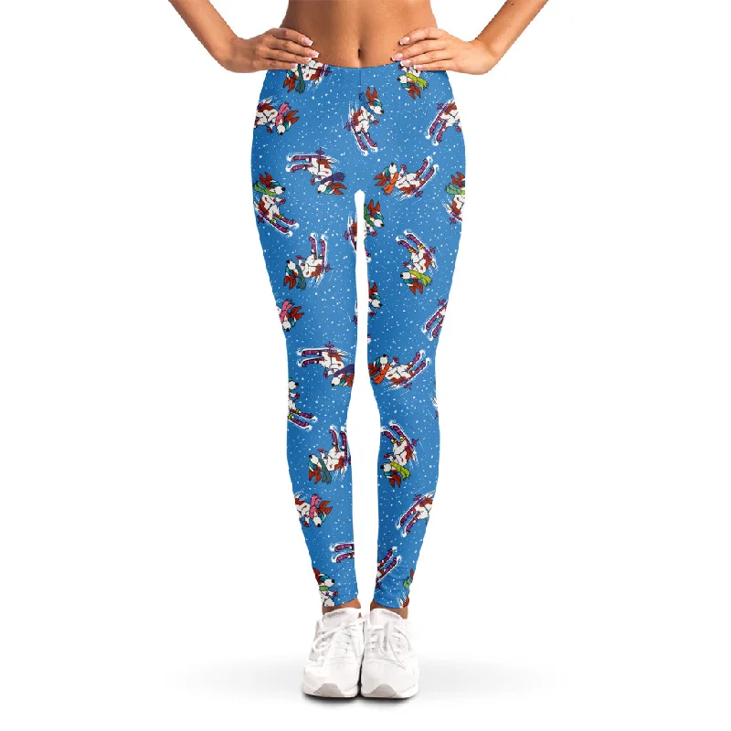 Special Savings Skiing Dog Pattern Print Women's Leggings