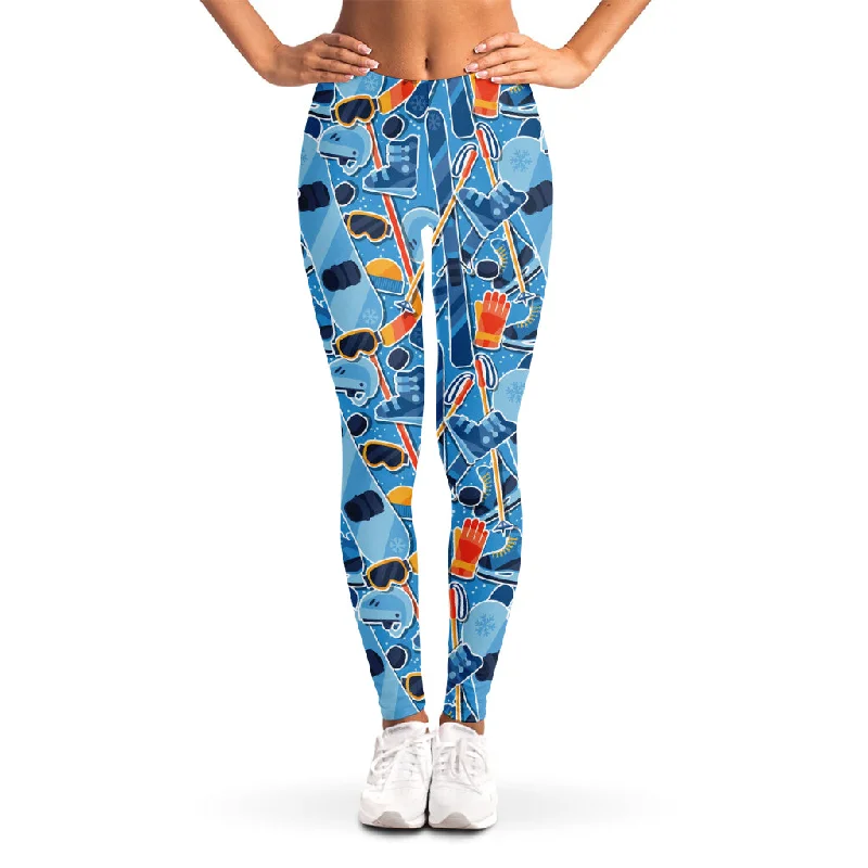 Clearance Event Skiing Equipment Pattern Print Women's Leggings