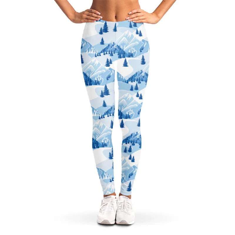 Seasonal Sale Skiing Mountain Print Women's Leggings