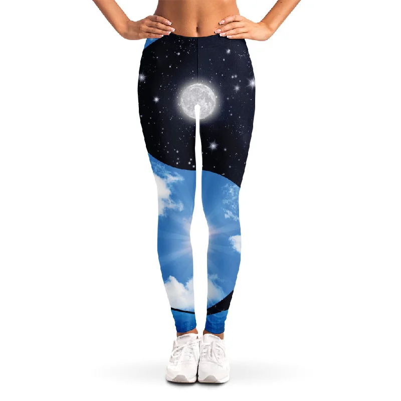 Exclusive Deal Sky And Space Yin Yang Print Women's Leggings
