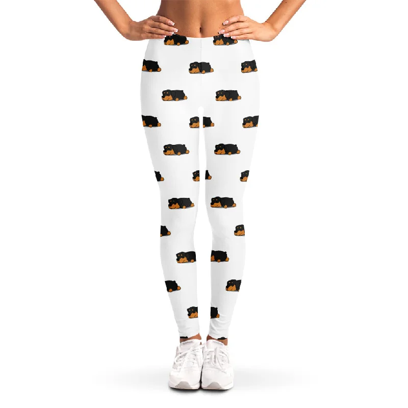 Super Sale Sleeping Rottweiler Pattern Print Women's Leggings