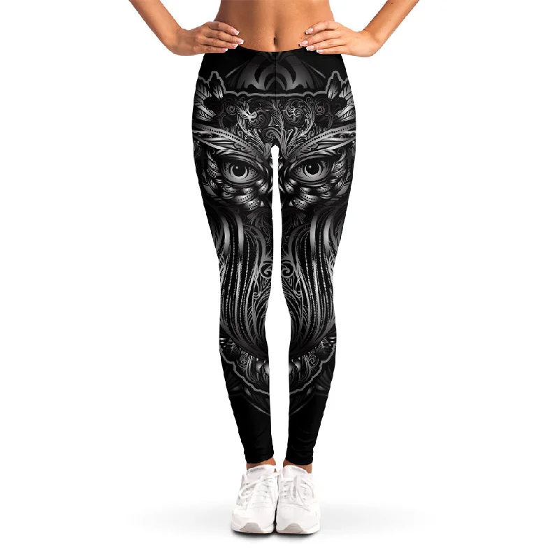 Price Rollback Sliver Spiritual Owl Print Women's Leggings