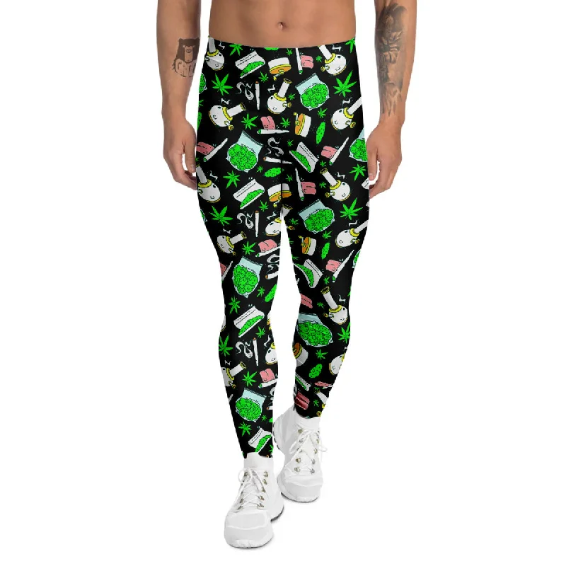 Special Buy Smoke Weed Green Neon Print Pattern Men's Leggings