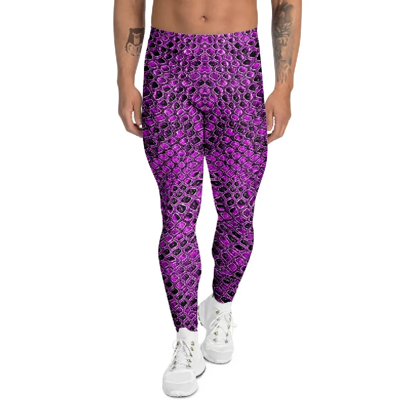 Online Exclusive Snake Skin Purple Print Men's Leggings