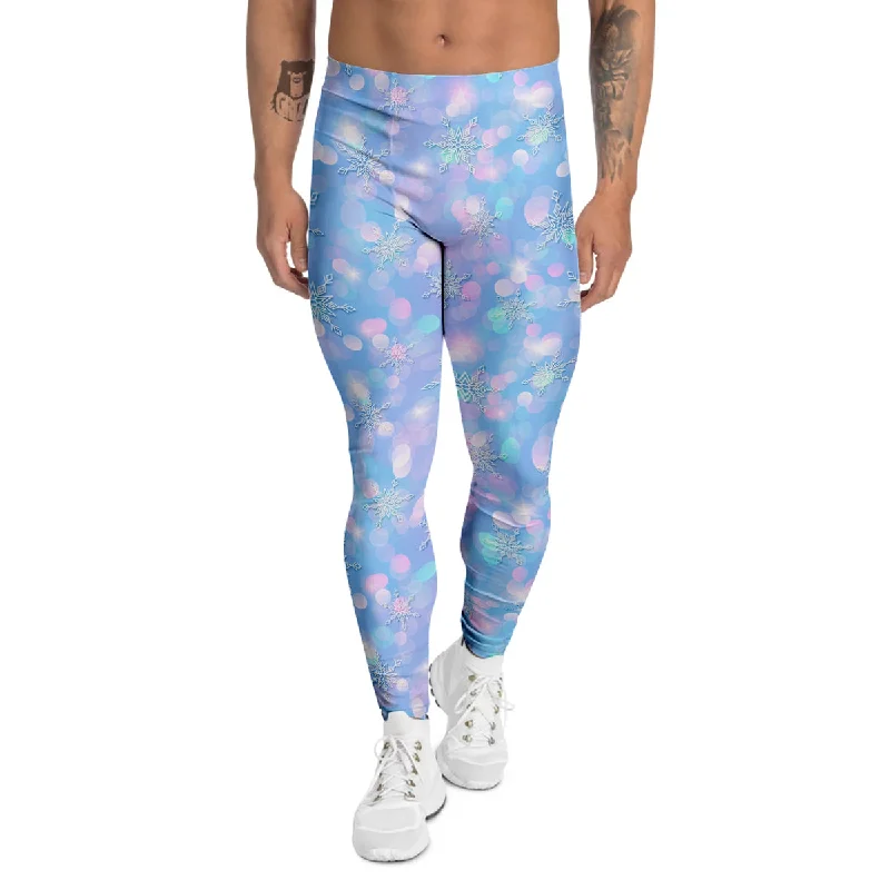 Last Chance Snowflake Pastel Color Print Pattern Men's Leggings