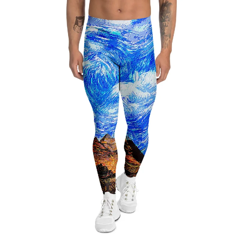 Don't Wait Starring Night Pyramids Print Men's Leggings