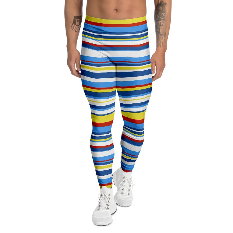 Buy Now Stripe Autism Awareness Color Print Pattern Men's Leggings