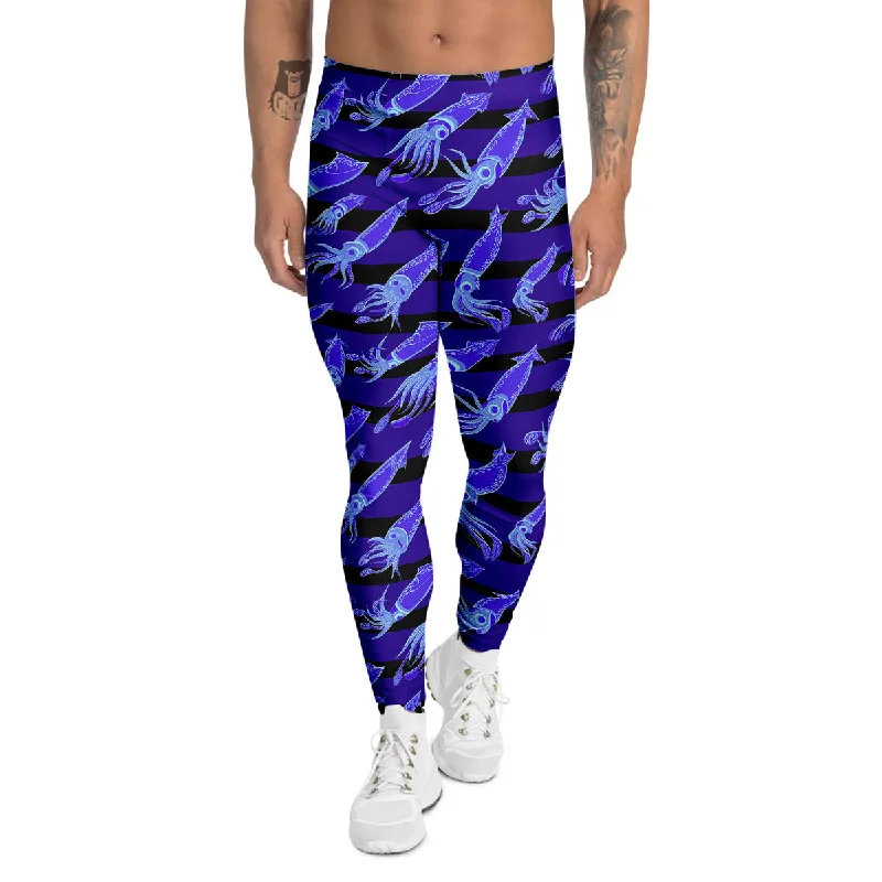 Flash Deals Striped Squid Print Pattern Men's Leggings