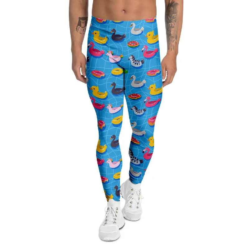 Weekend Deal Summer Floats Ring Print Pattern Men's Leggings