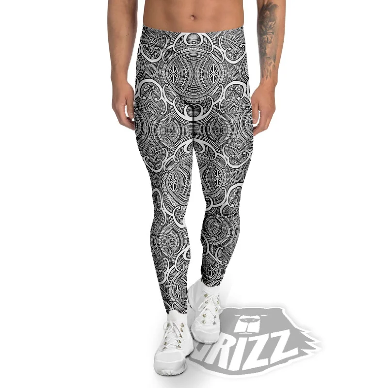 New Markdowns Tribal Tattoo Maori Print Pattern Men's Leggings