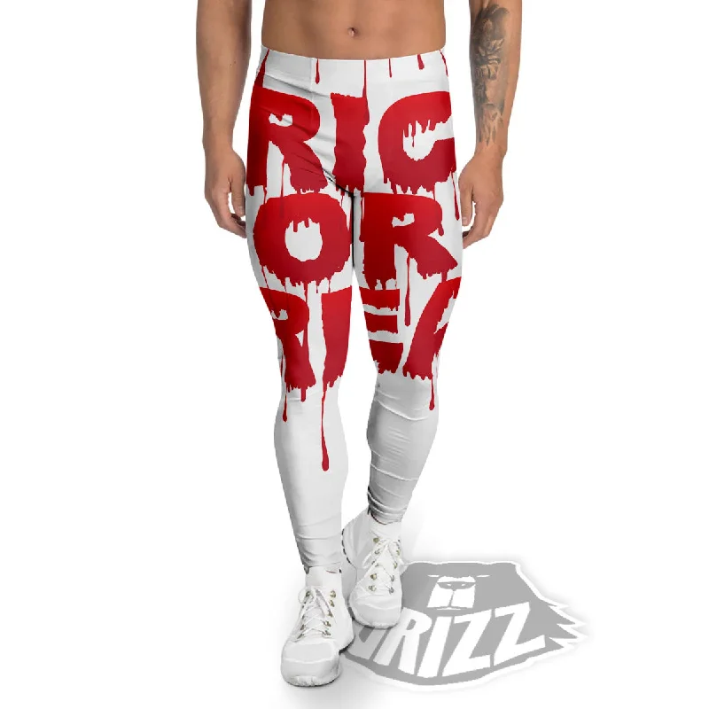 Instant Discount Trick Or Treat Red Blood Halloween Print Men's Leggings