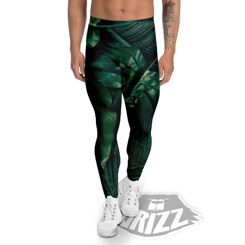 Big Discounts Tropical Leaf Natural Print Men's Leggings
