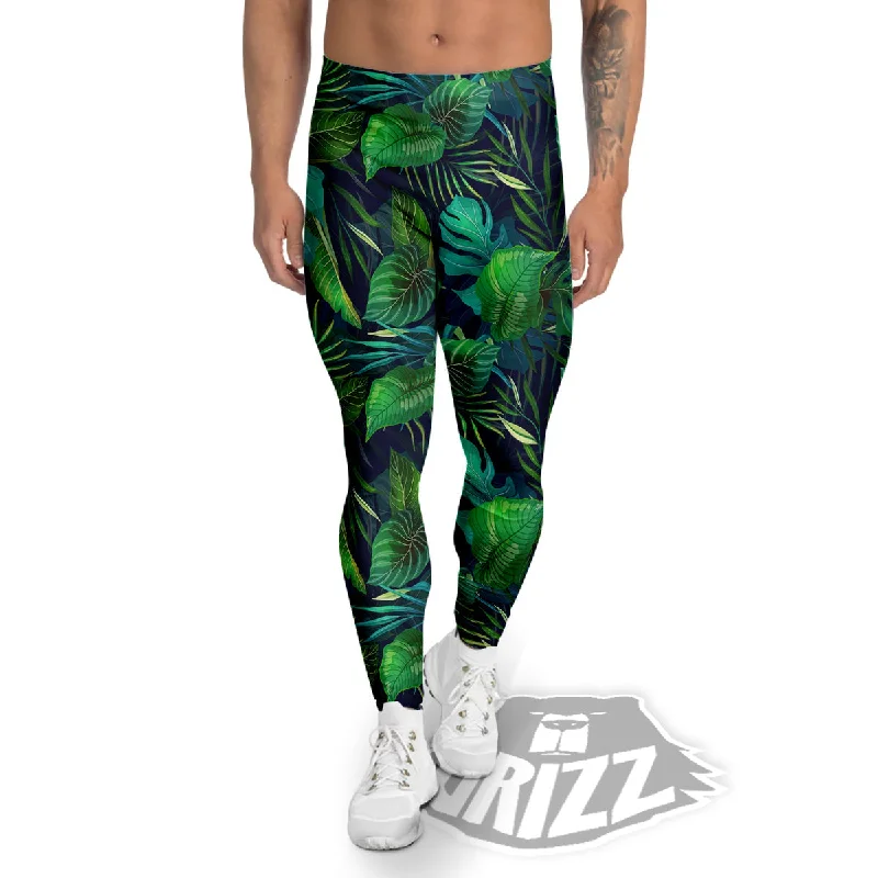 Extra Discounts Tropical Plants Hawaiian Print Pattern Men's Leggings