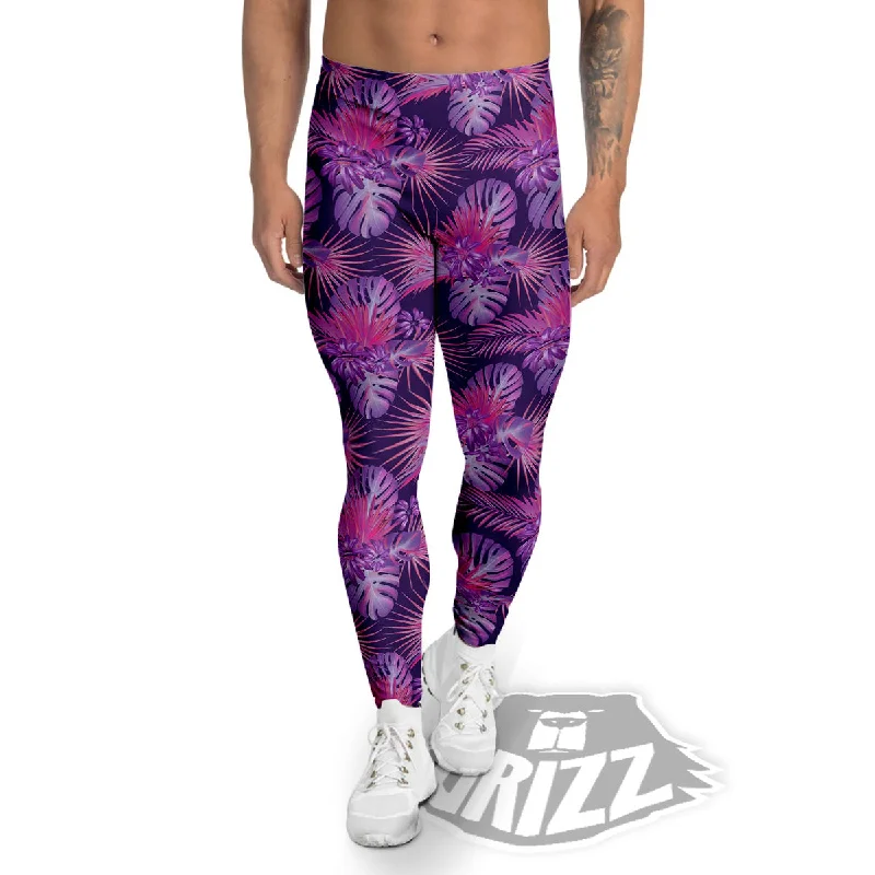 Reduced Prices Tropical Purple Print Pattern Men's Leggings