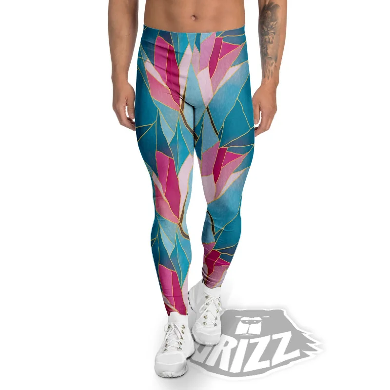 Final Clearance Tulip Polygon Print Pattern Men's Leggings