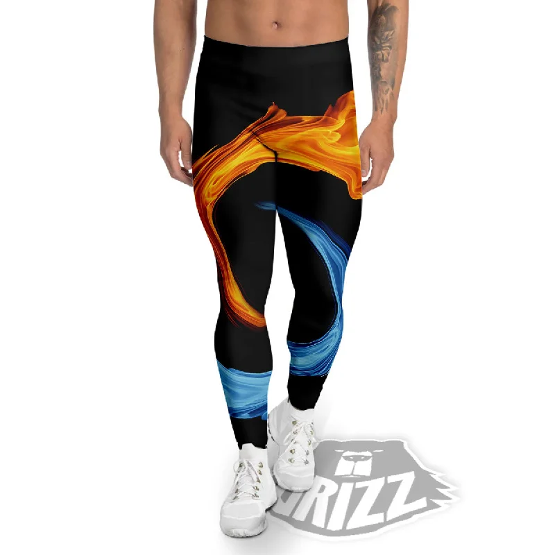 Price Meltdown Twin Flame Blue And Red Print Men's Leggings