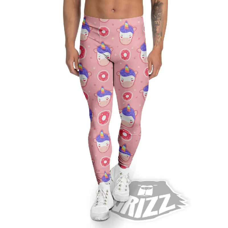 Markdown Madness Unicorn Donut Pink Girly Print Pattern Men's Leggings