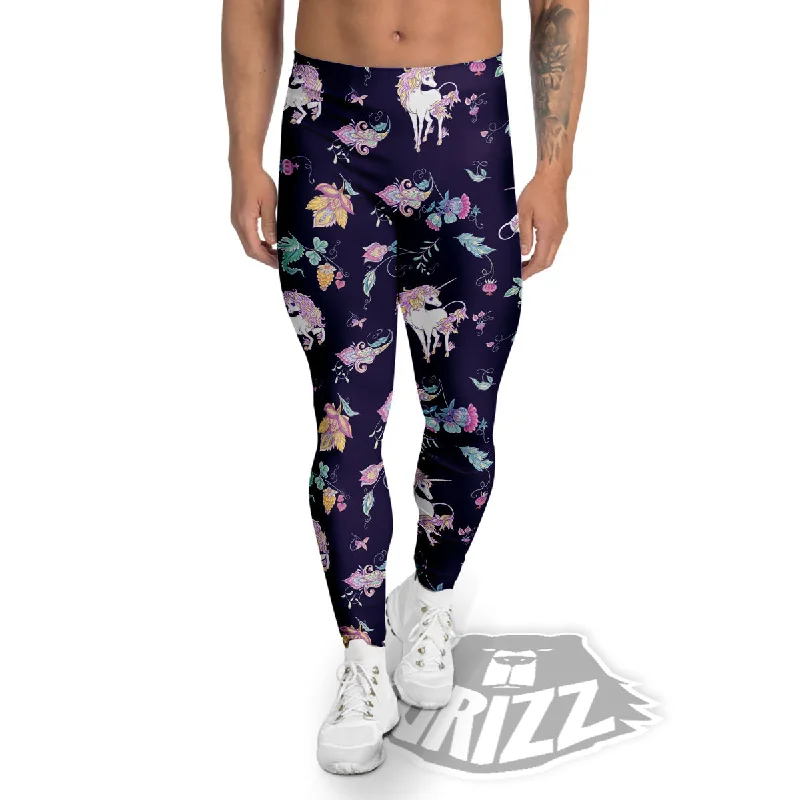 The Best Prices Unicorn Night Floral Print Pattern Men's Leggings