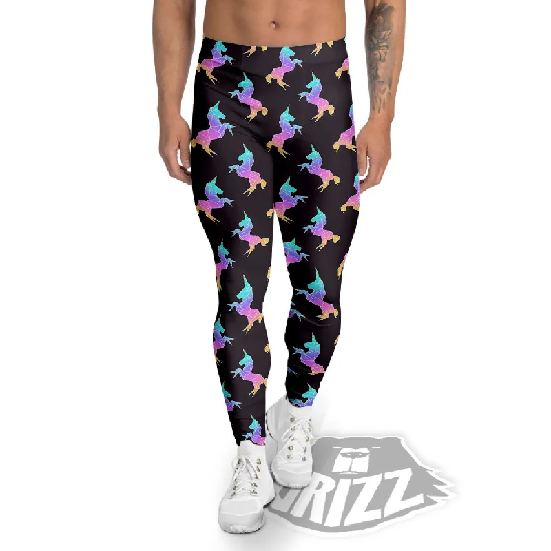 Instant Savings Unicorn Rainbow Origami Print Pattern Men's Leggings