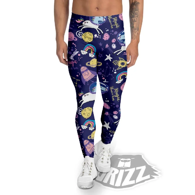 Exclusive Preview Unicorn Space Astronaut Print Pattern Men's Leggings