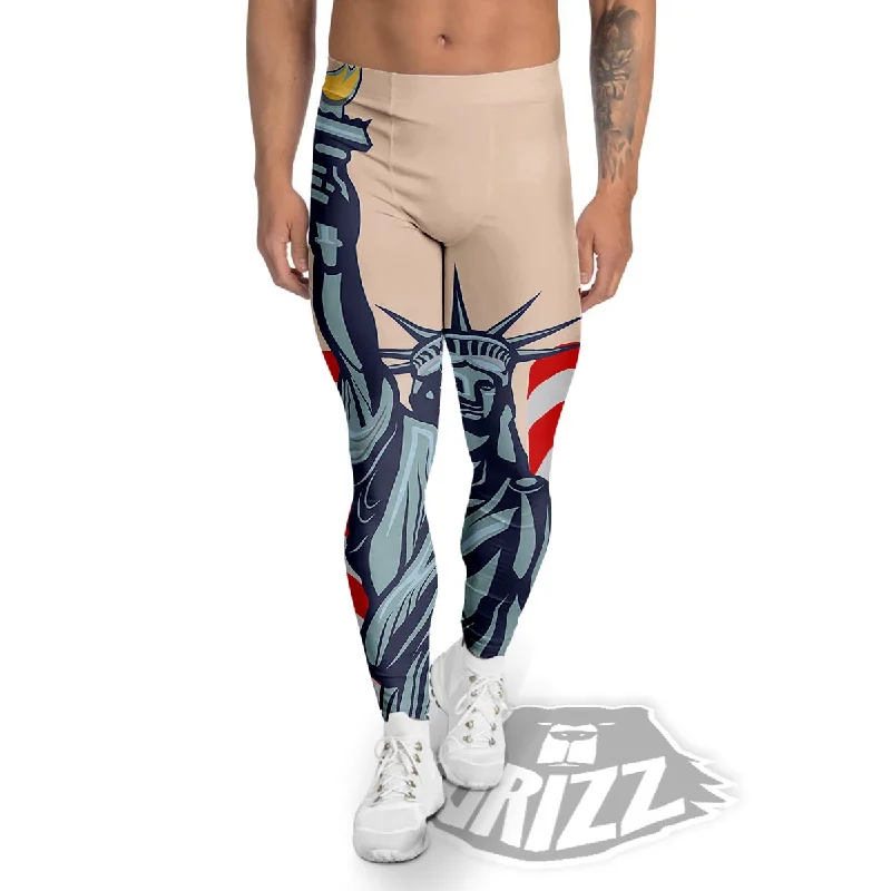 Online Exclusive USA Flag Statue of Liberty Print Men's Leggings