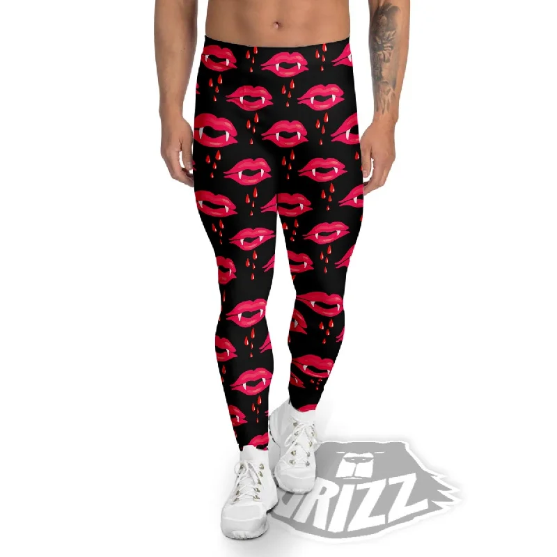 Exclusive Access Vampire Lips Red Halloween Print Pattern Men's Leggings