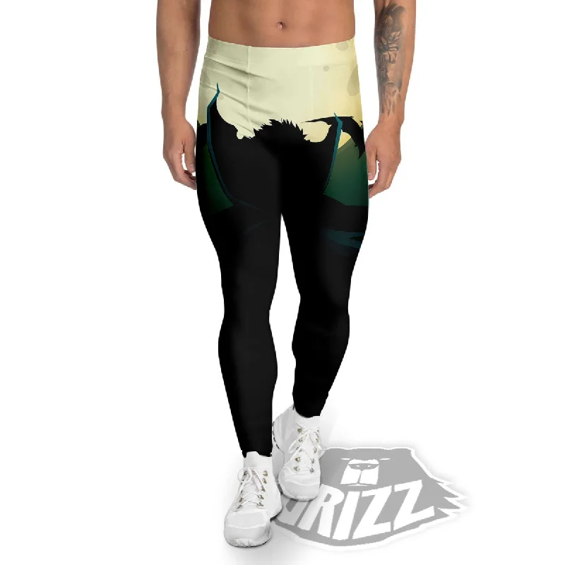 Can't Miss Vampire Silhouette Halloween Print Men's Leggings