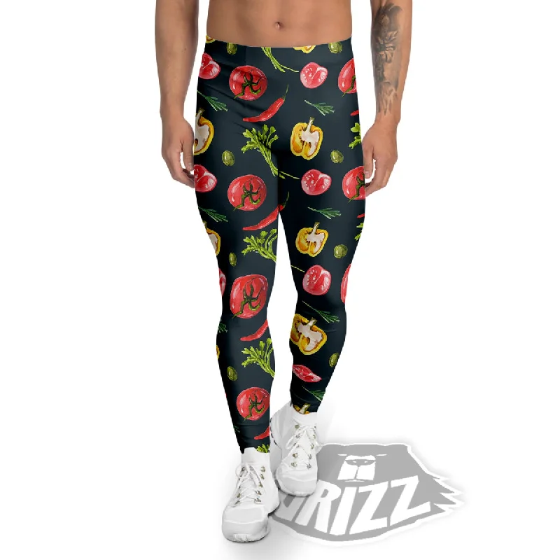 Super Savings Vegan Watercolor Print Pattern Men's Leggings