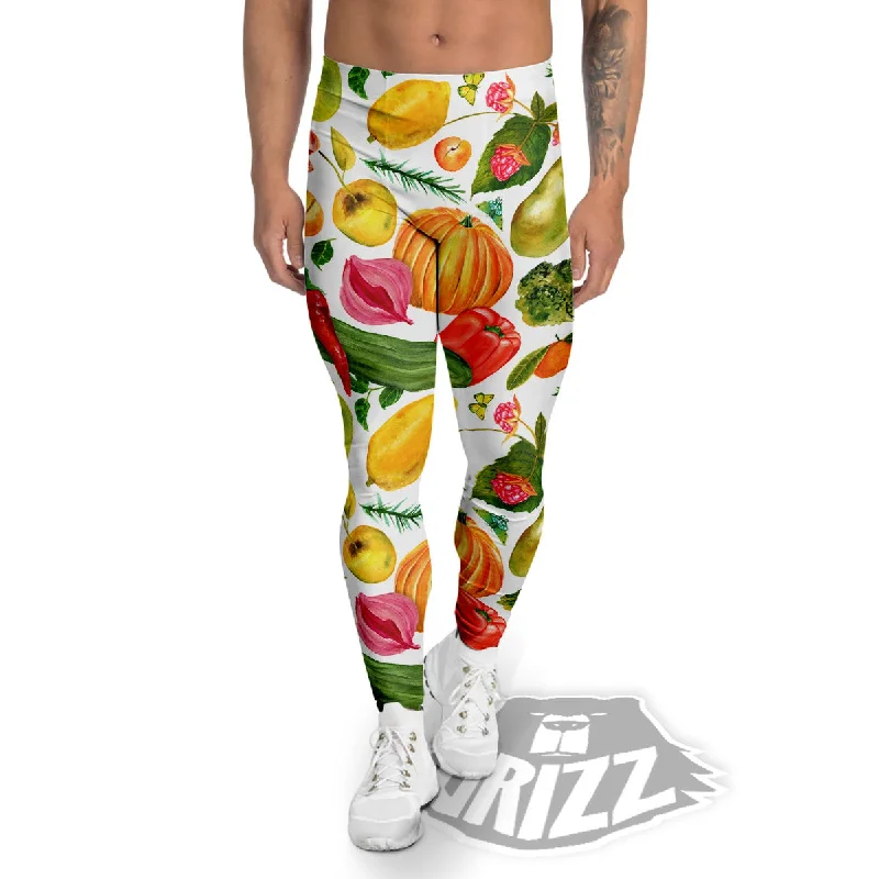 Limited Edition Vegetables And Vegan Fruits Print Pattern Men's Leggings