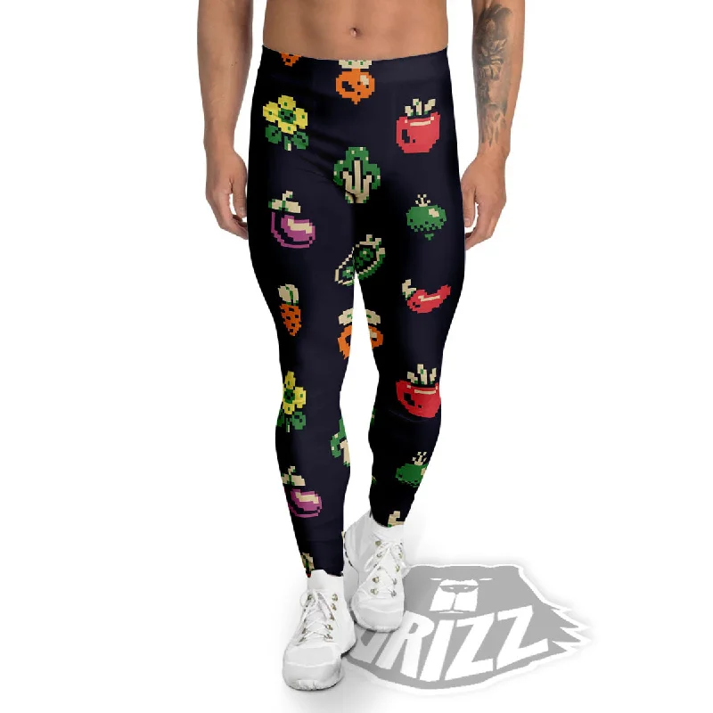 Price Slash Vegetables Pixel Print Pattern Men's Leggings