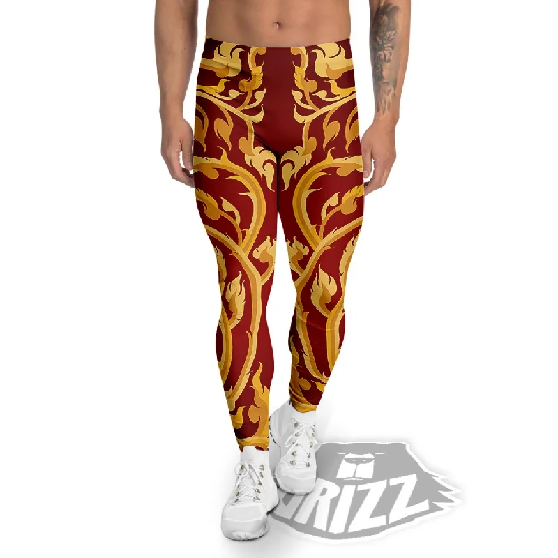 Seasonal Sale Vines Thai Winding Print Men's Leggings