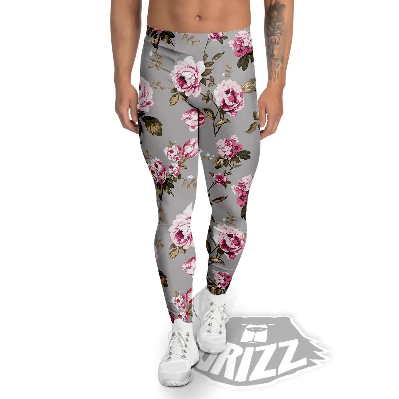 Early Bird Discount Vintage Floral Shabby Chic Print Pattern Men's Leggings